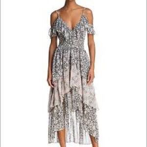 Misa Los Angeles Hi-Low Off the Shoulder Dress